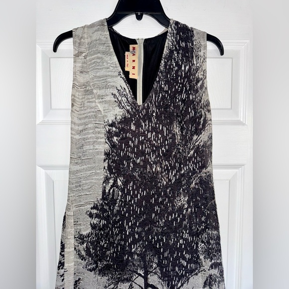 MARNI ITALY Abstract Landscape Tree Knit Jacquard Luxury Sheath 2pc Dress 38 US2 - Picture 5 of 12